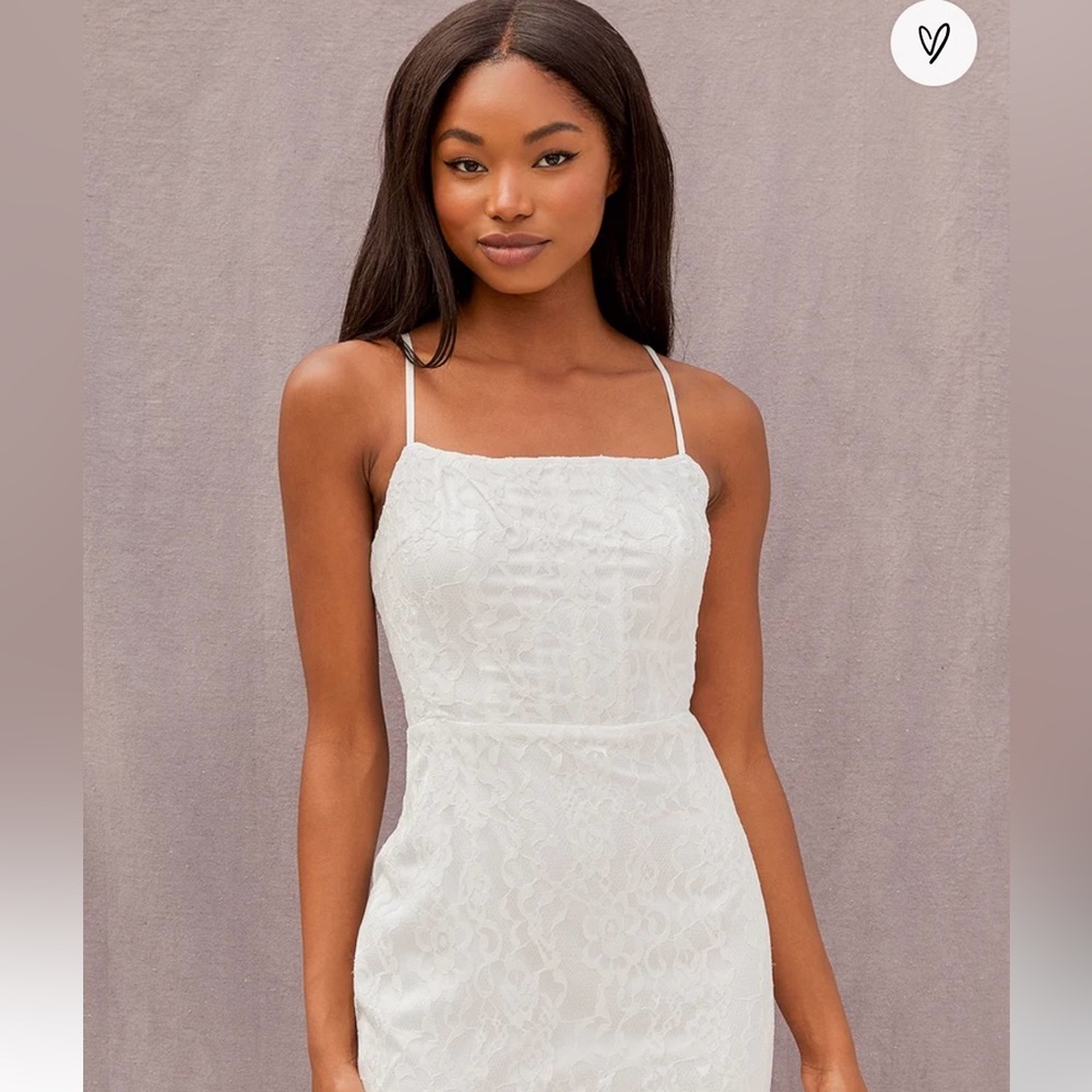 Romantic Fate White Lace Bodycon Mini Dress White